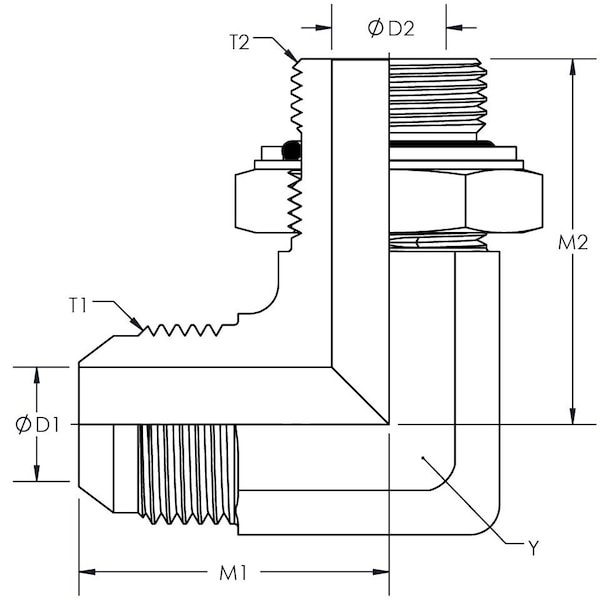 Male JIC To Male British Standard Pipe Parallel 90° Elbow